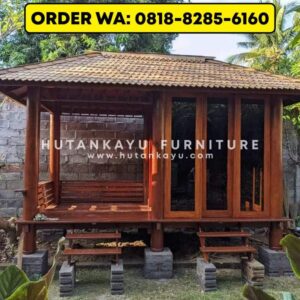 Gazebo Kayu Kelapa Glugu 4×2 Meter Model Setengah Tertutup (4)