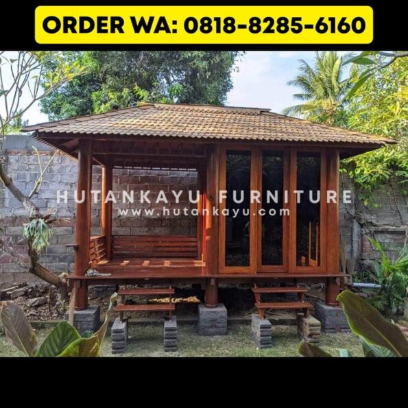 Gazebo Kayu Kelapa Glugu 4×2 Meter Model Setengah Tertutup (6)