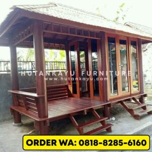 Gazebo Kayu Kelapa Glugu 4×2 Meter Setengah Tertutup