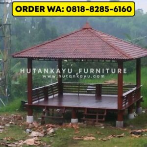 Gazebo Kayu Kelapa Glugu 4×3 Meter Atap Sirap Kayu Ulin