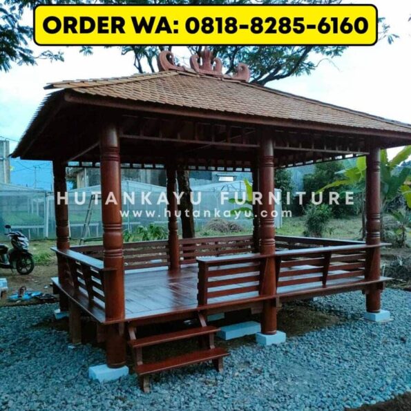 Gazebo Kayu Kelapa Glugu 4×3 Meter Tiang Bulat