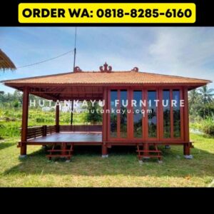 Gazebo Kayu Kelapa Glugu 4×6 Meter Model Setengah Tertutup