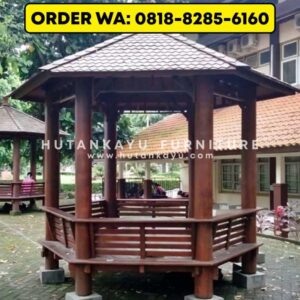 Gazebo Kayu Kelapa Glugu Segienam 2,5×2,5 Meter (2)