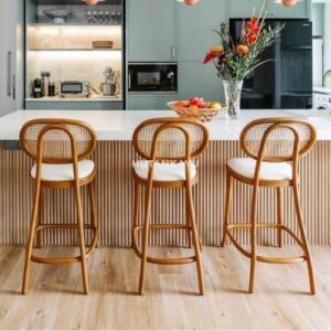 Kursi Bar Nordic Rotan Cafe Bar Stool Chair