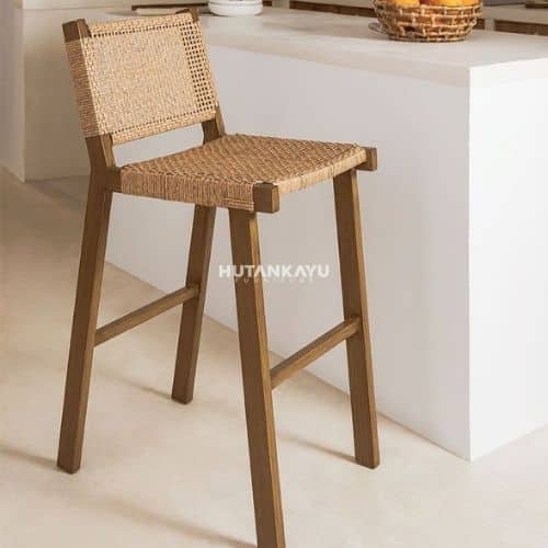 Kursi Bar Rayang Rotan Cafe Bar Stool Chair