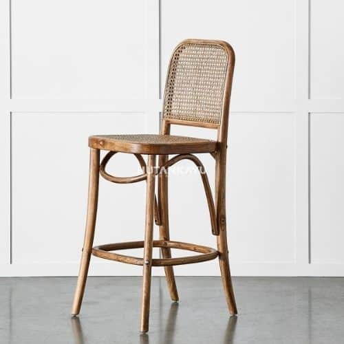 Kursi Bar Sleek Rattan Cafe Bar Stool Chair
