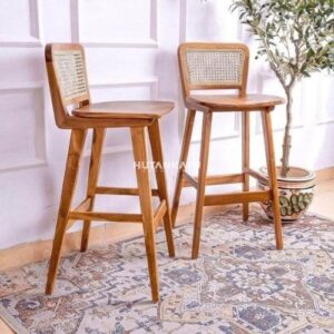Kursi Bar Verto Rattan Jati Cafe Bar Stool Chair