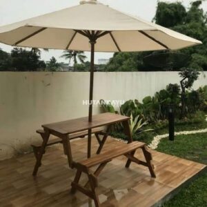 Meja Payung Taman Alun Outdoor Lipat Cafe Jati