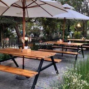Meja Payung Taman Stylish Outdoor Lipat Cafe Jati