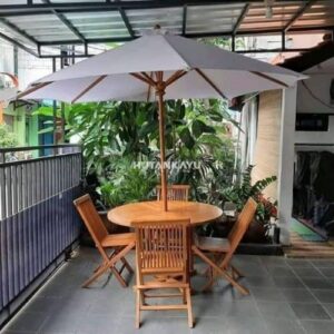 Meja Payung Taman Tran Outdoor Lipat Cafe Jati