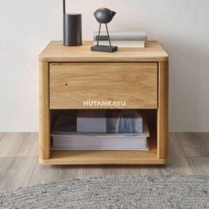Nakas Royal Bedside Meja Samping Ranjang Kayu 1 Laci Nighstand