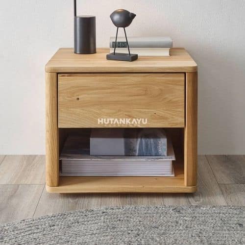 Nakas Royal Bedside Meja Samping Ranjang Kayu 1 Laci Nighstand