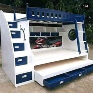 Tempat Tidur Tingkat Blue Dipan Tingkat Anak Ranjang Susun