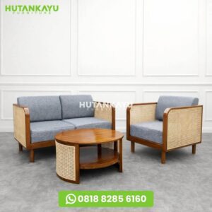 sofa tamu jati rotan minimalis modern