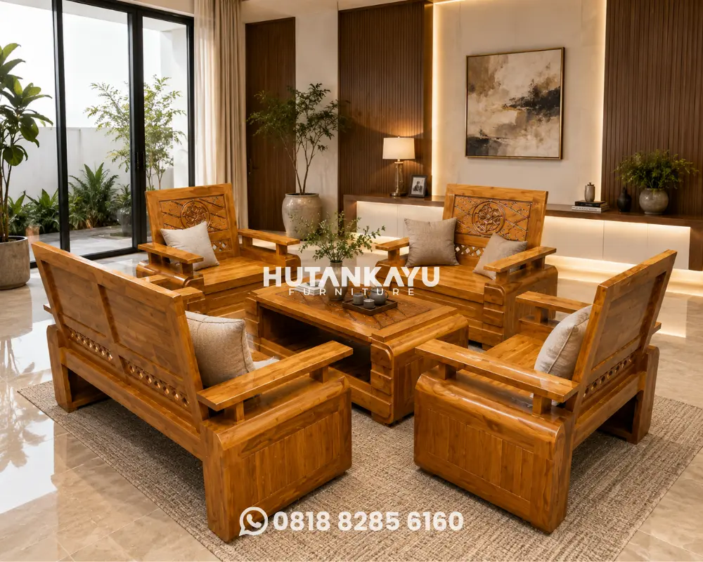 Furniture Kayu Jati premium untuk ruang tamu modern
