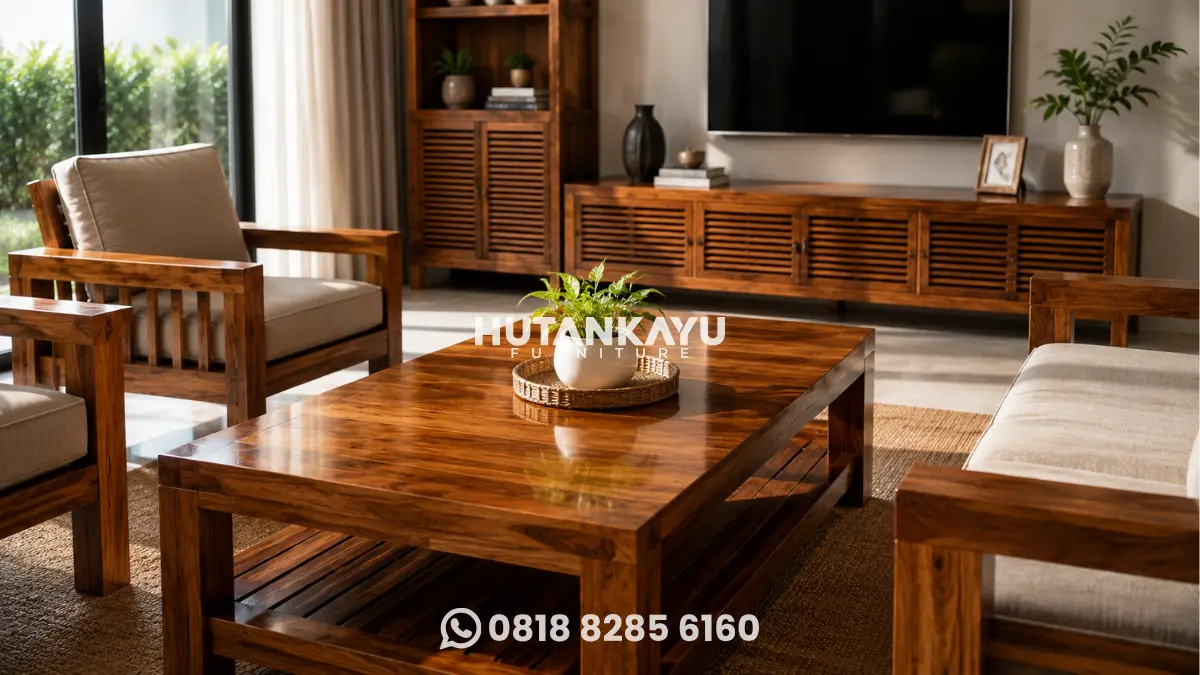 Furniture kayu jati premium tetap mengkilap setelah perawatan