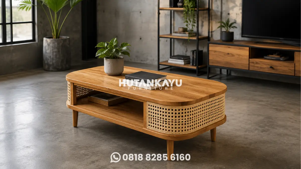 Meja Tamu Kayu minimalis modern untuk ruang tamu elegan