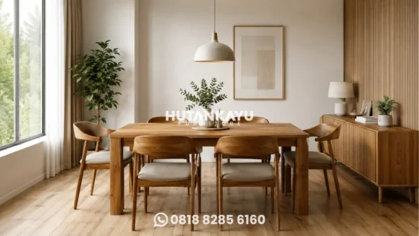 Set Meja Makan Kayu Jati Ukuran Ideal