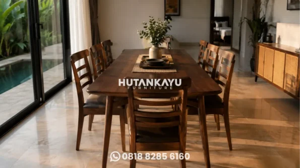 Set meja makan 6 kursi kayu jati untuk keluarga besar