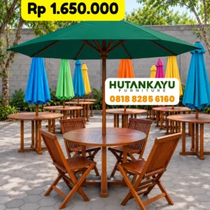 Meja Payung Jati Set 4 Kursi
