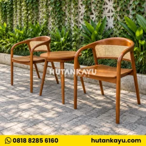 Set Kursi Cafe Teras Jati Minimalis Rotan
